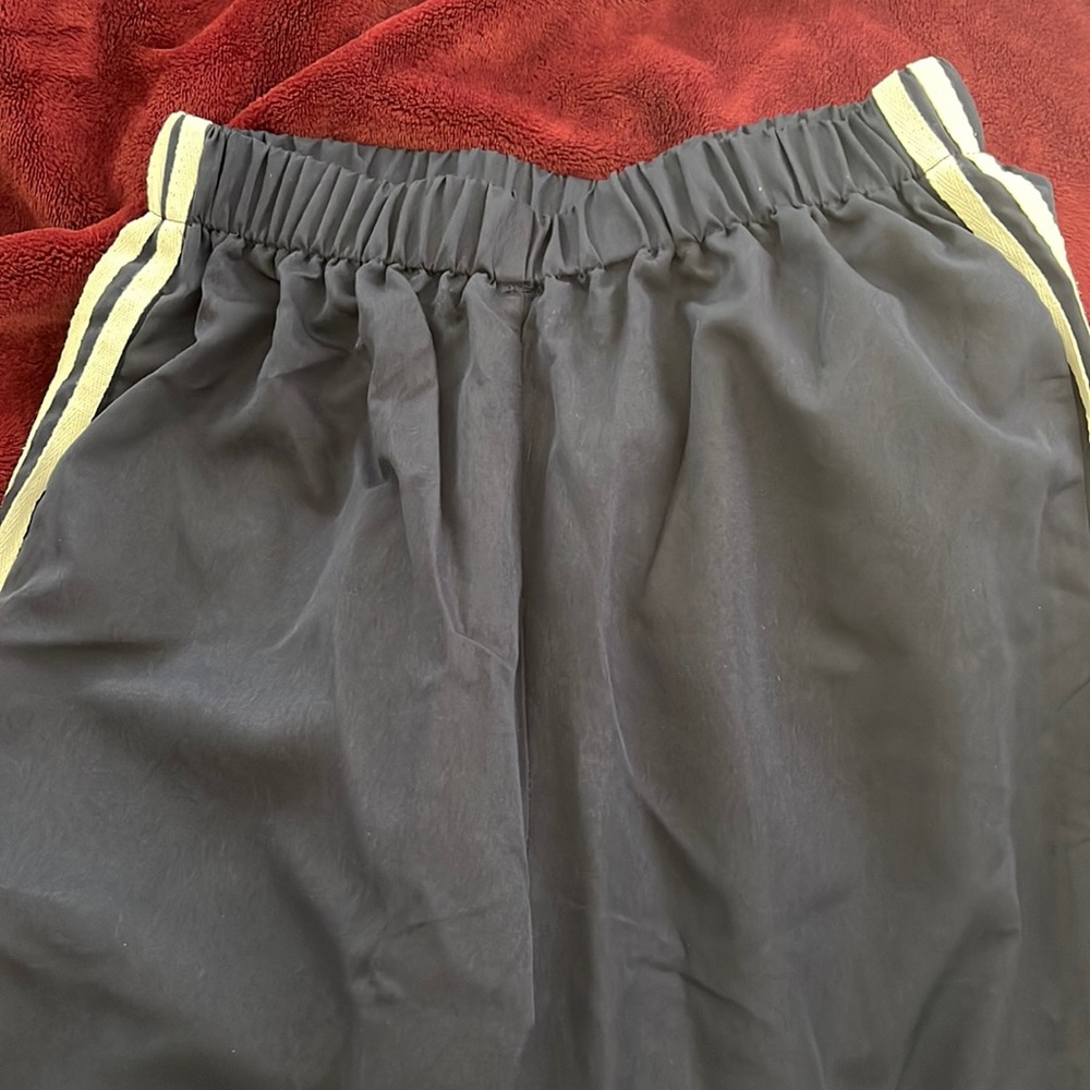 Navy wide leg track pants